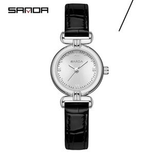 Black and Silver Watch with Crystal Accents